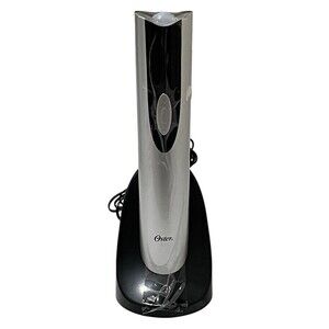 Oster Silver Electric Wine Bottle Opener Stand W/Charger Model# FPSTBW8207-S